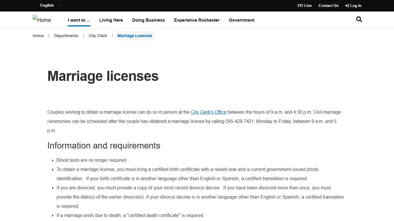 Marriage licenses | City of Rochester, New York