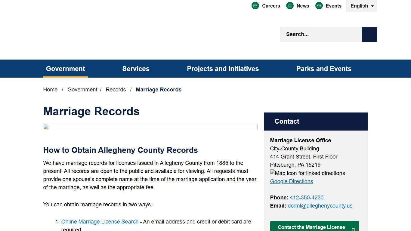 Marriage Records - Allegheny County, PA